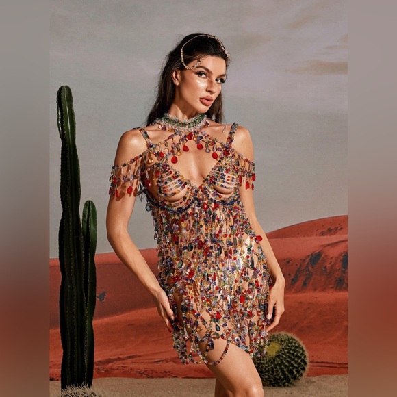 Mew Mews Dresses & Skirts - Mewmews Crystal Beaded Mini Dress